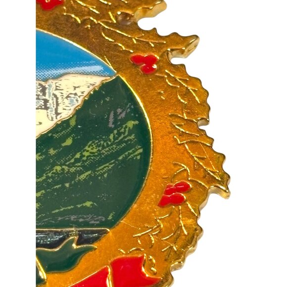 Colorado Christmas Ornament Solid Pewter Gold Finish Made In Canada Wreath Desig - Picture 2 of 8